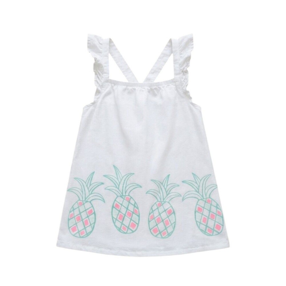 Gymboree Kids White Green Pink Pineapple Sleeveless Tank Shirt Cotton Girls 6
